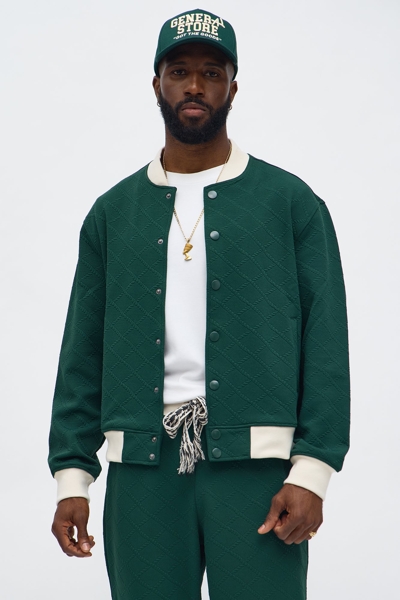 Duke Textured Bomber Jacket Green - Men's Fashion Outerwear