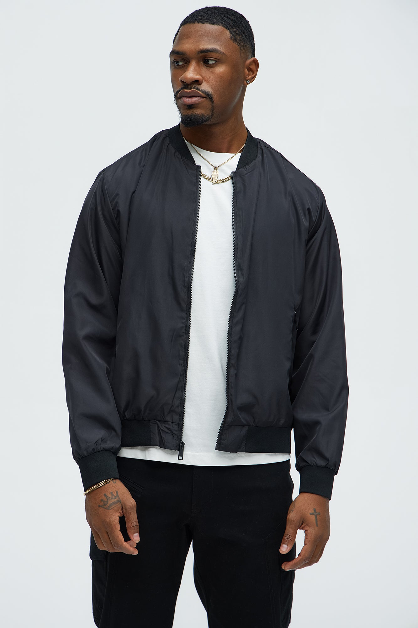 Eddie Bomber Jacket - Black, Men's Leather Alternative Jacket