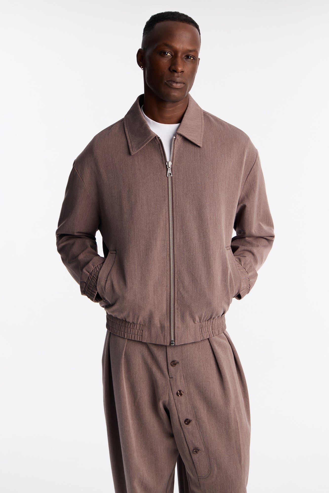 Relaxed Upper East Side Zip Jacket Brown - Men's Casual Outerwear