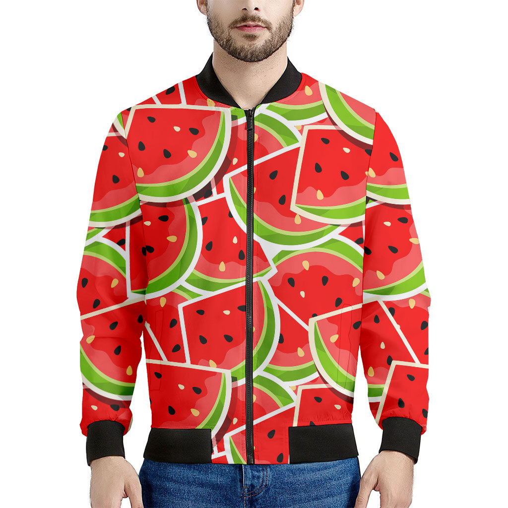 Cute Watermelon Slices Pattern Print Men's Bomber Jacket