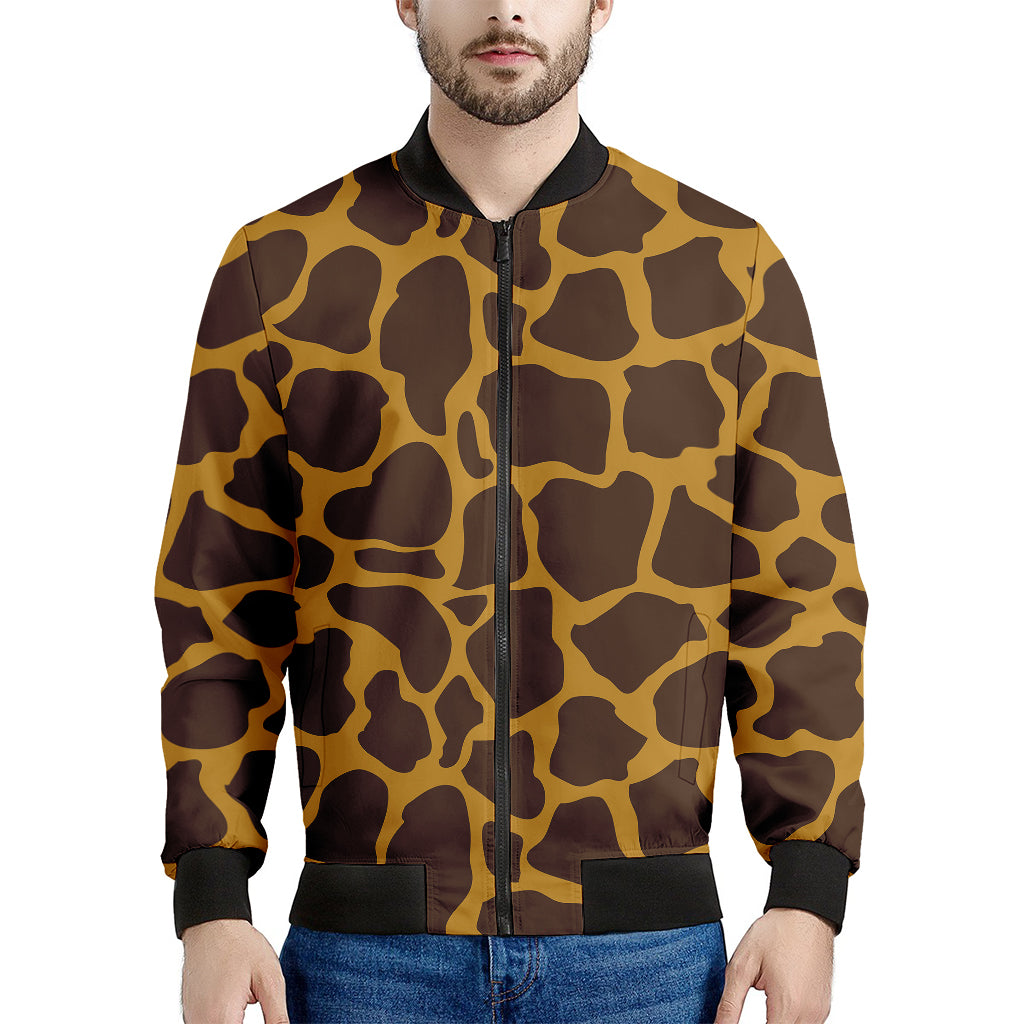 Dark Brown Cow Print Men's Bomber Jacket